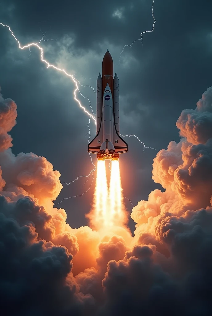 NASA rocket launching into a storm in 4K darker image