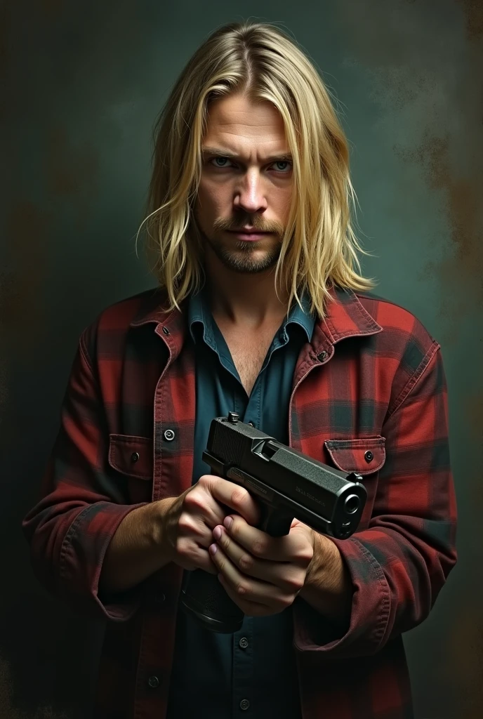 Kurt Cobain holding a gun