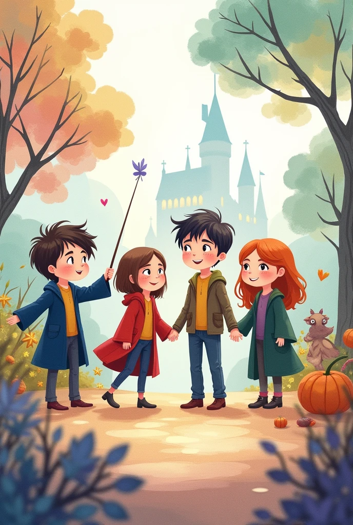 Harry Potter Characters, children's watercolor in pastel tones