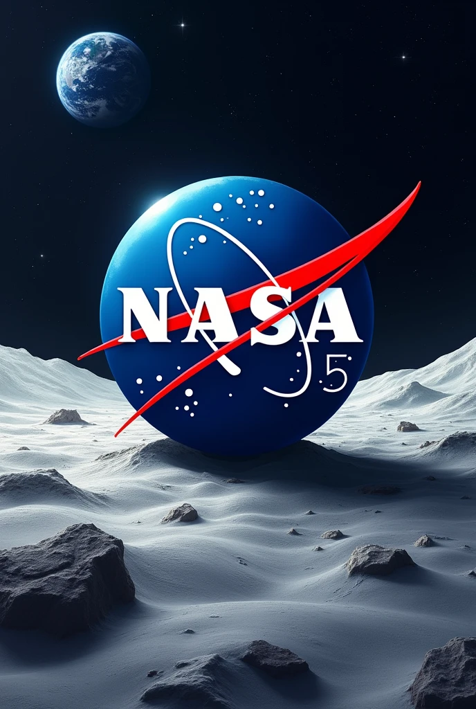 Logo from NASA on the moon and on the canvas