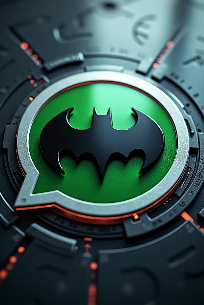 WhatsApp icon, with Batman symbol Strong, futurist