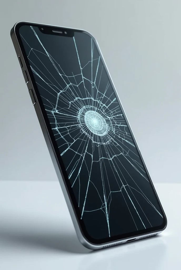 new tilted cell phone with cracked screen