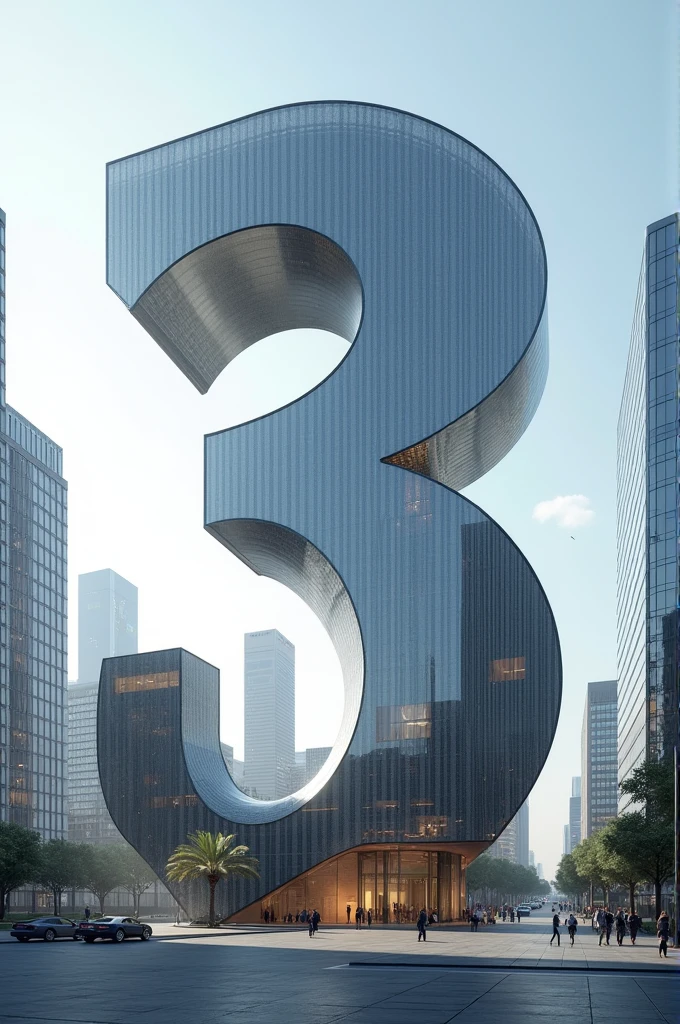 Create an image of a building in the shape of the number three