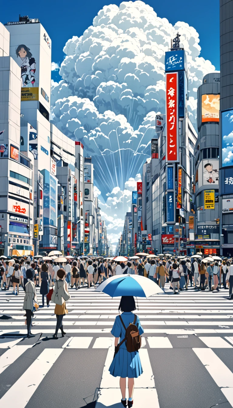 ((anime: 1.4, figure)), (masterpiece, Highest quality, Highest quality), (Very detailed, The absolute solution), ((16K, High resolution)) (Shibuya Scramble Crossing, anime Style, Cumulonimbus, blue sky, crowd), ( anime: 1.4, figure)), (masterpiece, Highest quality, Highest quality), (Very detailed, The absolute solution). and {Lofi Art, Laurie Griesley's style, Makoto Shinkai&#39;s Style, anime Aesthetic}, break {(Produces images with over 40 million pixels of information and cinematic detail。Hot with Sony&#39;s slur).}