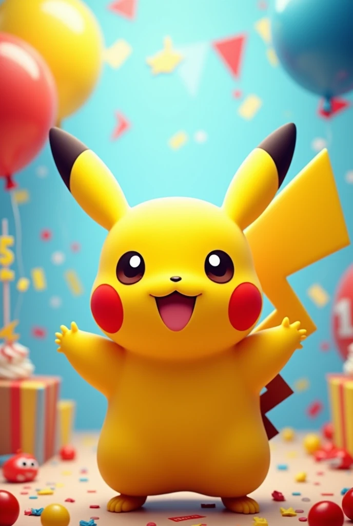 You can create a Pikachu-themed birthday photomontage background