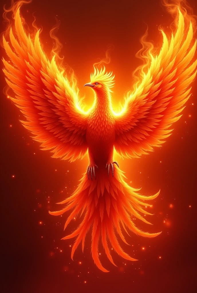 Create a fire phoenix with the red background