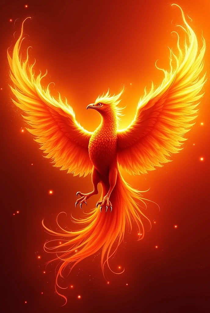 Create a fire phoenix with the red background
