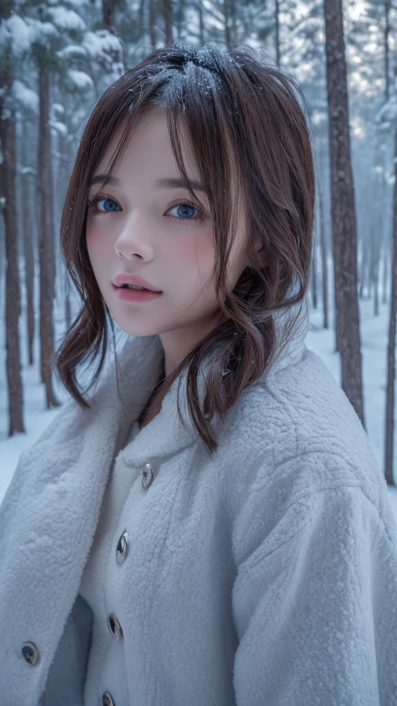 (Masseter region:1.3)、Naked in the midwinter forest:1.7、Girl trapped in winter forest:1.4、(((2. Women:1.5)))、(8k、Realistic、RAW Photos、Highest quality: 1.4)、(one person's)、Beautiful Face、((small, Flat Chest:1.5))、(((Wear a camisole:1.5)))、((No underwear:1.5))、(Realistic Face)、(Silver Hair、short hair:1.3)、Beautiful Hairstyles、Realistic eyes、Beautiful details、(Realistic Skin)、Beautiful skins、(very good)、More ridiculous、charm、超high resolution、Surreal、Very detailed、Golden Ratio、Amber Eyes、Snow Forest、Amazing world、small breasts、(Putting on makeup:1.3)、Open your mouth