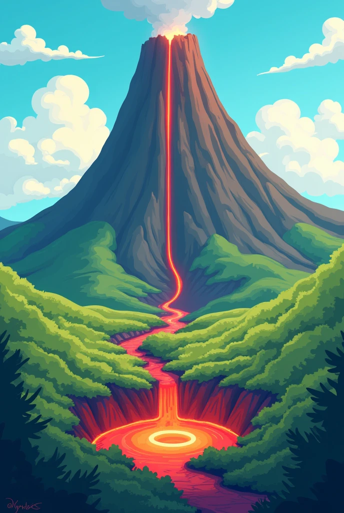 Create a cartoon image of the El Boqueron volcano in El Salvador