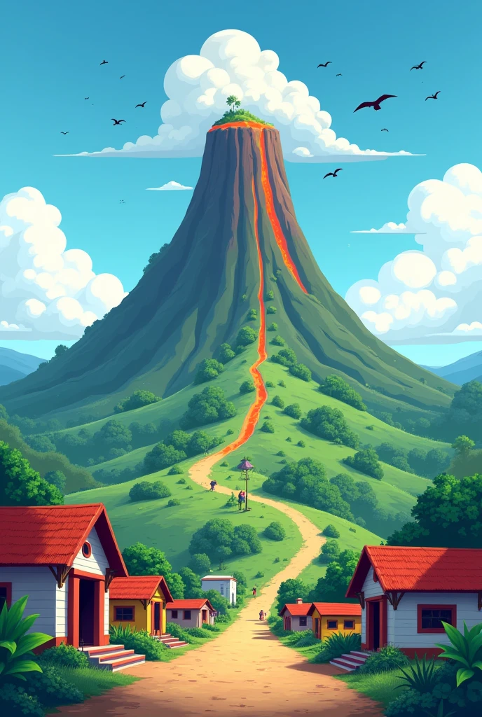 Create a cartoon image of the El Boqueron volcano in El Salvador without lava
