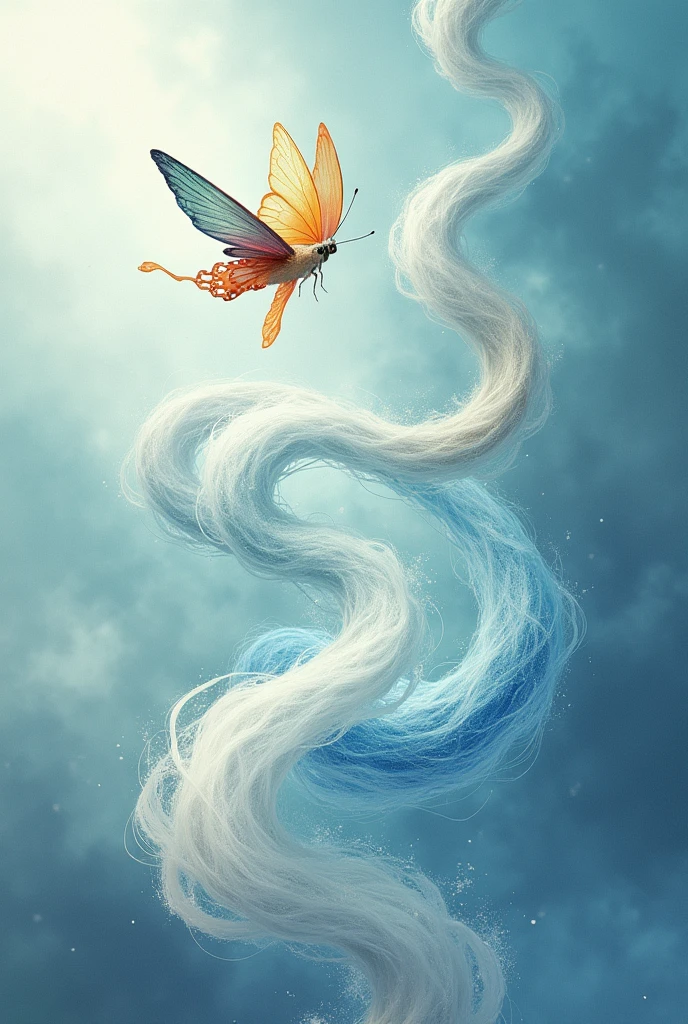 butterfly and three spirals that seek to meet and represent the movement of the wind and the fluidity of the air. Each spiral is filled with a color ranging from light blue to silvery gray., symbolizing the diversity and complexity of the air forces.

