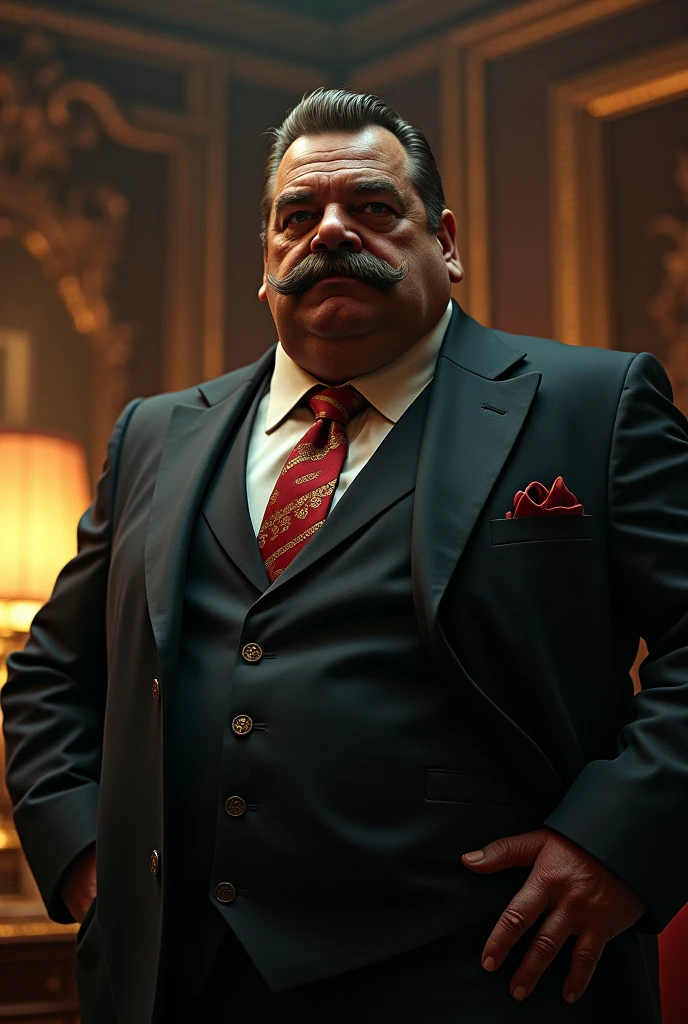Fat Italian Mafia Boss with a Big Mustache