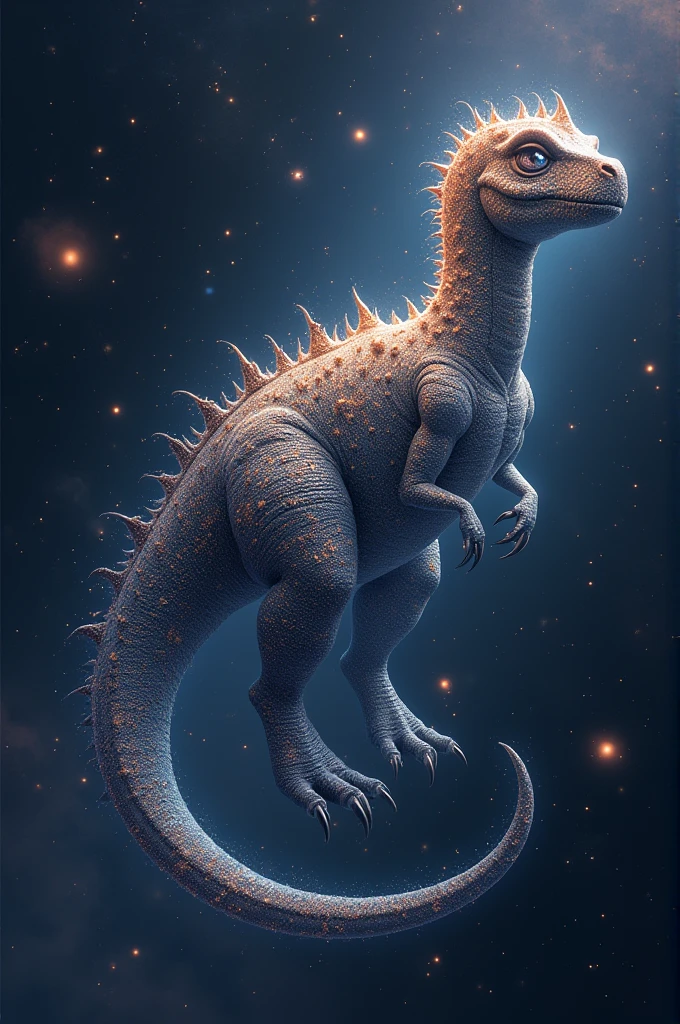 Glitter dinosaur in space