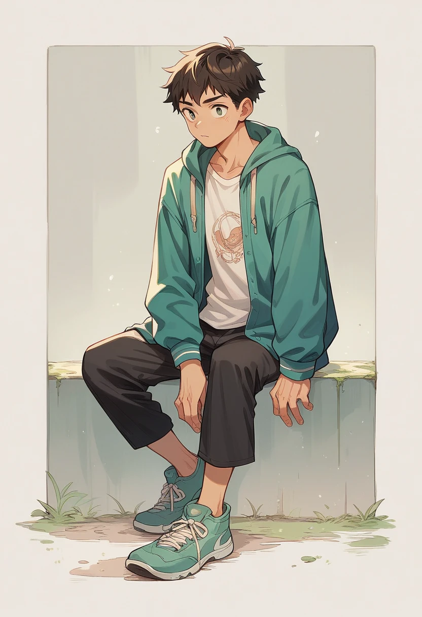Alone Teenager Anime boy full body long dick 