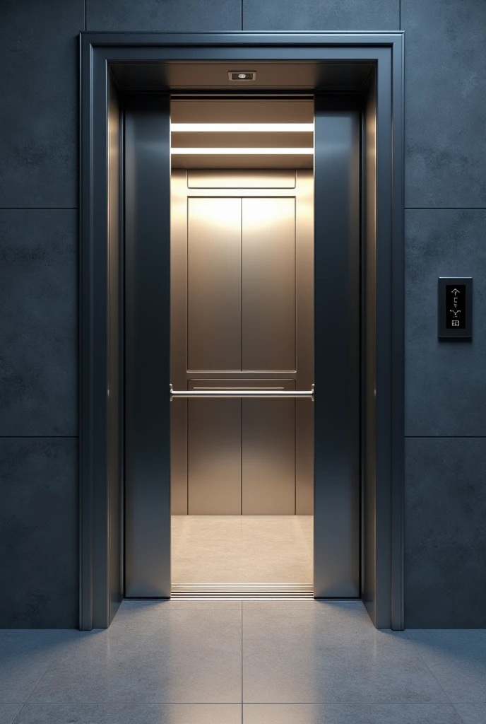 An elevator with open doors seen from outside