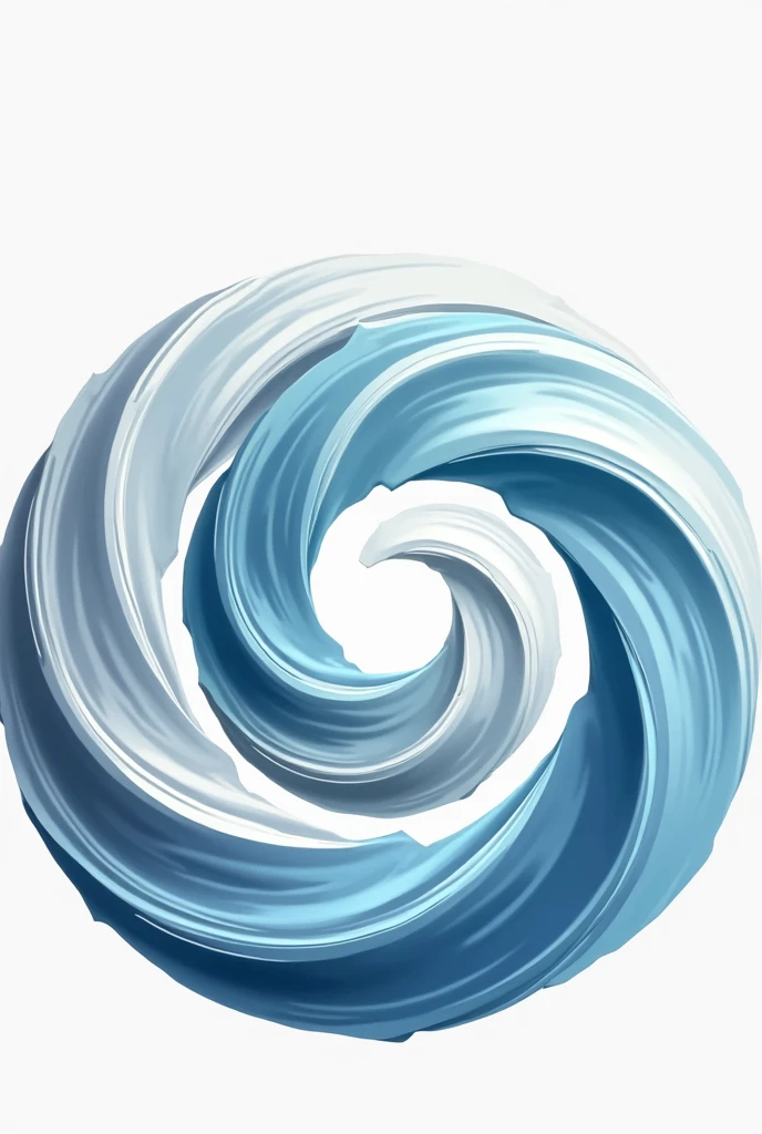 stylized circle coat of arms, with three spirals inside that seek to meet and represent the movement of the wind and the fluidity of the air. Each spiral is filled with a color ranging from light blue to silvery gray., symbolizing the diversity and complexity of the air forces.