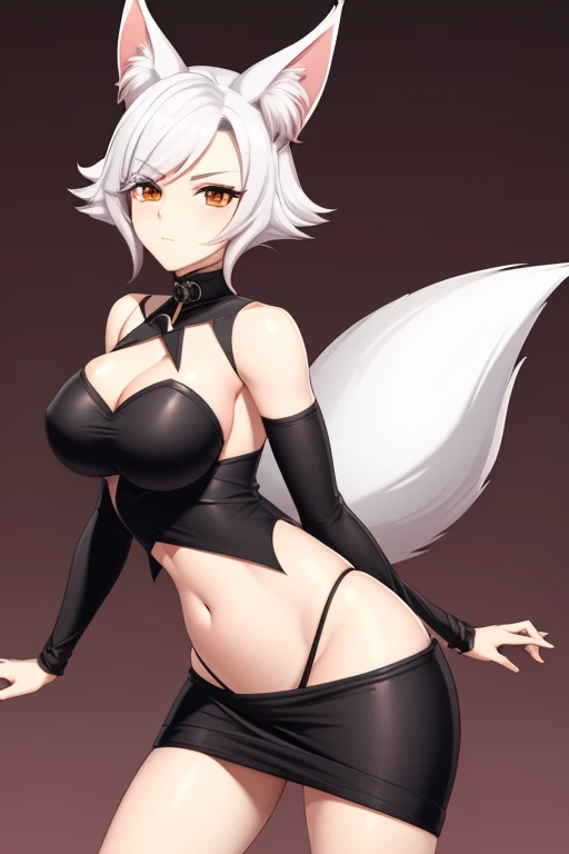 Fox-tailed zorro waifu, milf, pirate clothing , HD, pelo blanco con rosa, busto,