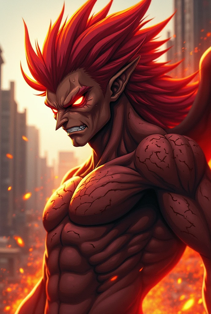Create an oc of my hy hero academia half dragon red hair and red eyes