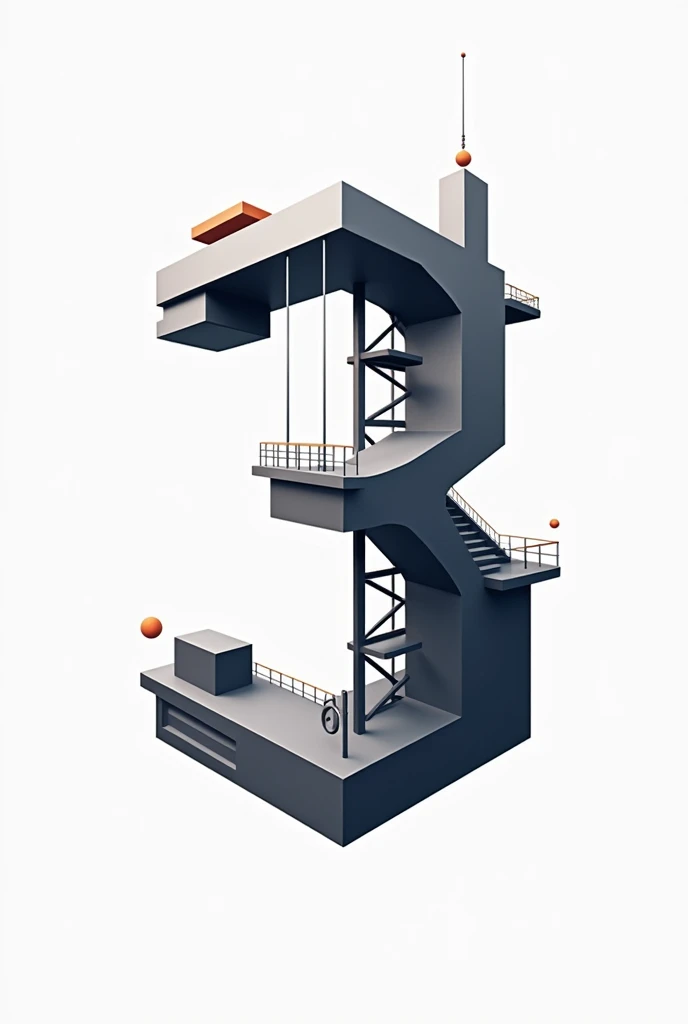 Create a logo with the image of a building under construction in the shape of the number 3, place some architectural elements