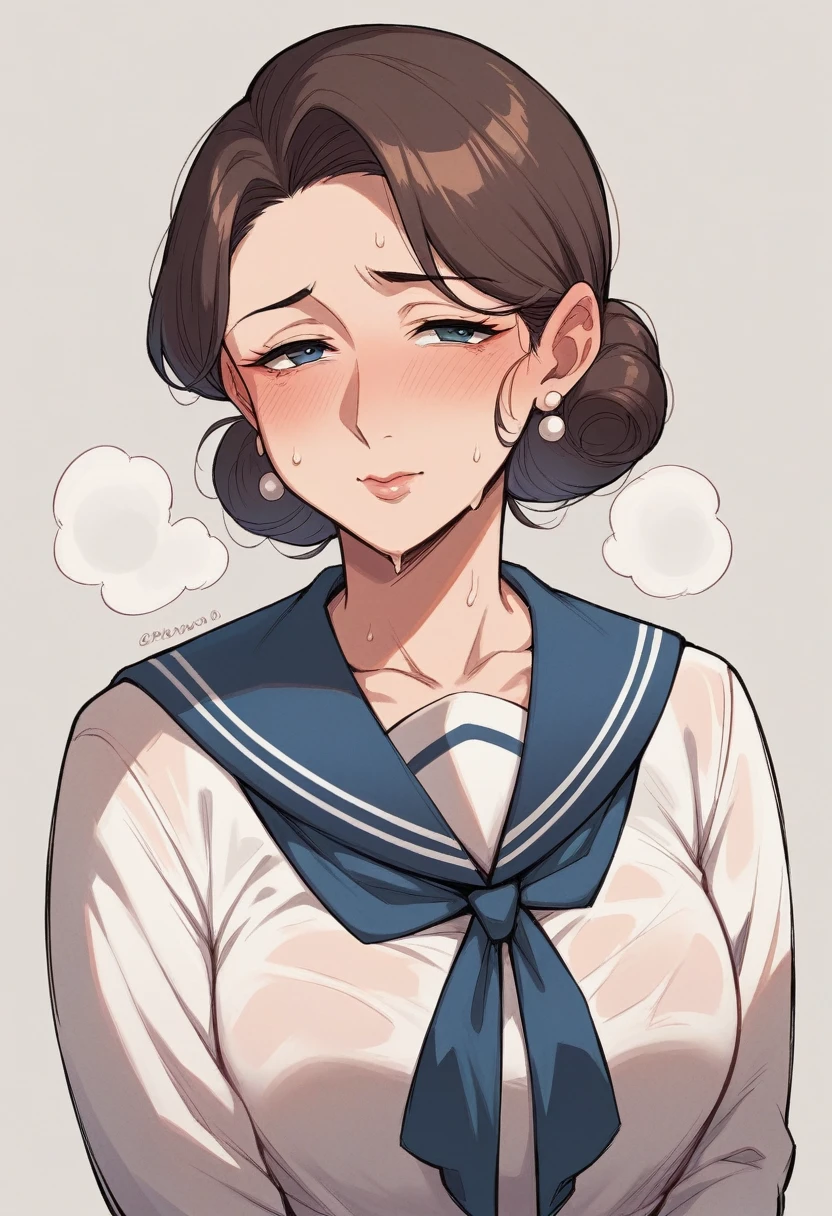 Nice face,Adult,Coquettish,mature,,Elegant,sailor suit,母とblush sweaty, ,