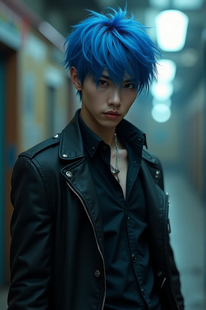  hottie with blue hair. He has an emo style