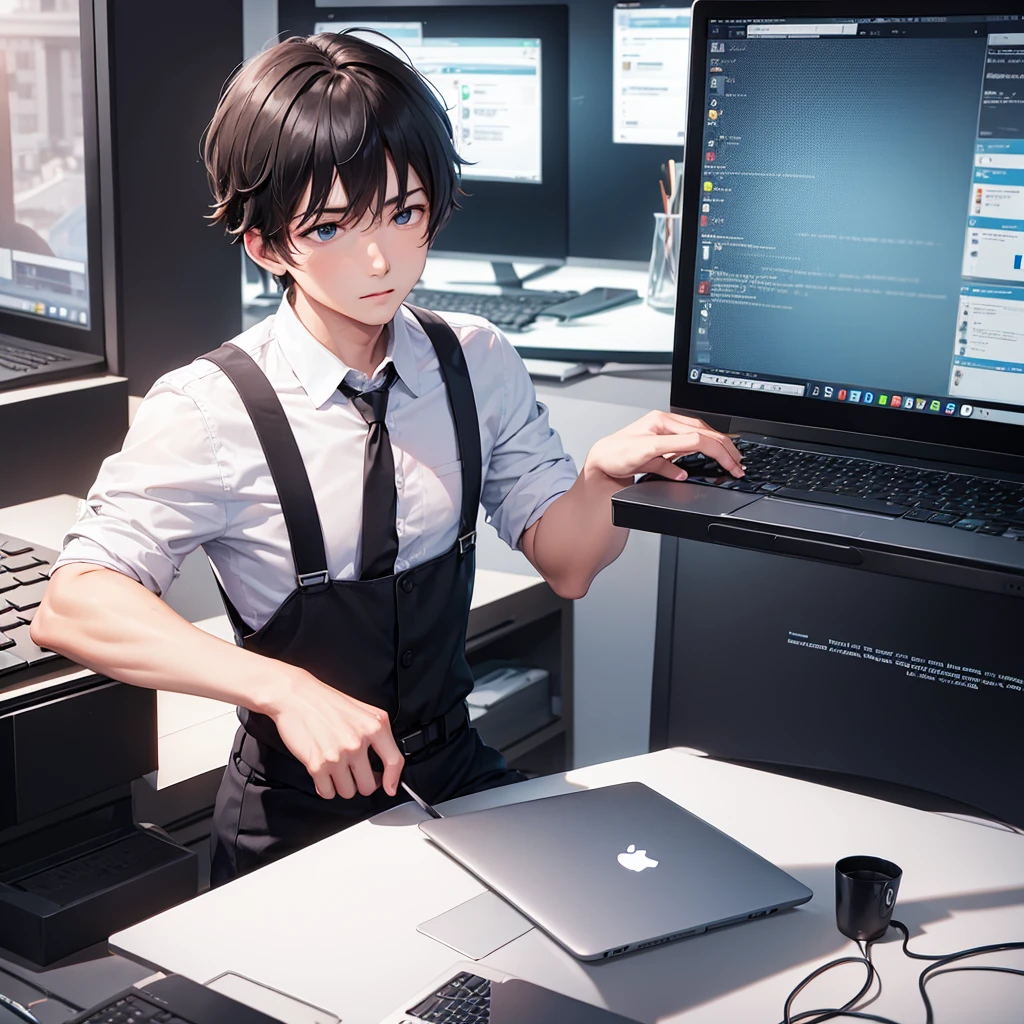 Man working laptop
