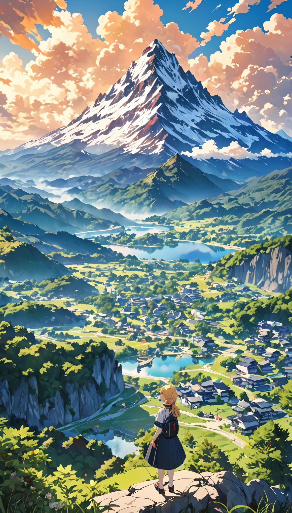 ((anime: 1.4, figure)), (masterpiece, Highest quality, Highest quality), (Very detailed, The absolute solution), ((16K, High resolution)) (anime Style),  (masterpiece, Highest quality, Highest quality), (Very detailed, The absolute solution), Mountains in the background、it&#39;s raining、House with lit lanterns、Lakeside