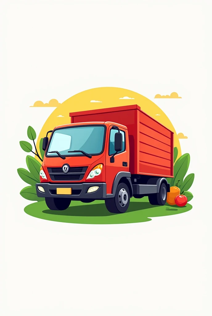 Logo for a fruit and vegetable shop A big red truck