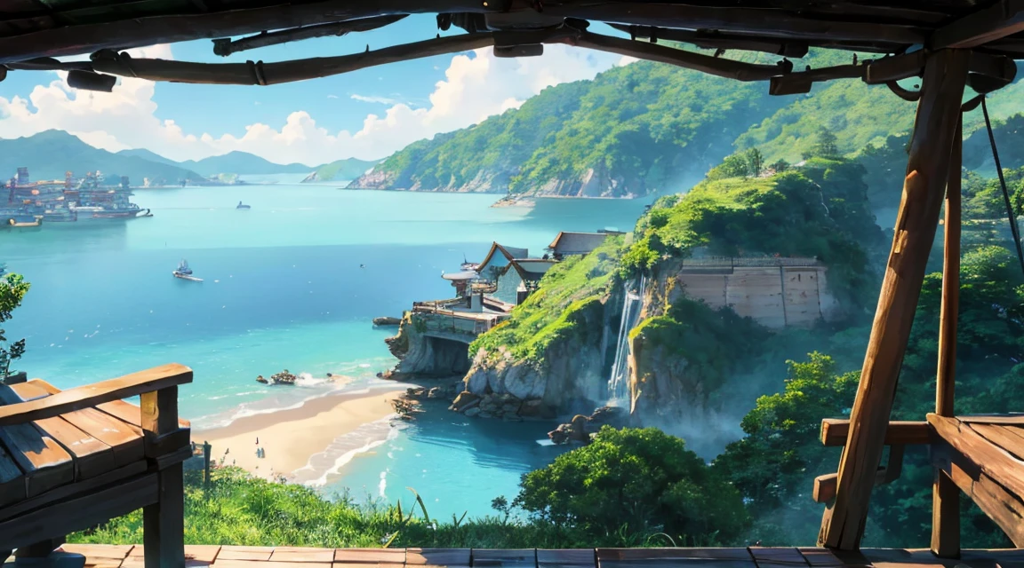 morning、landscape、horizon、port、pirate、Emerald、beautiful girl
