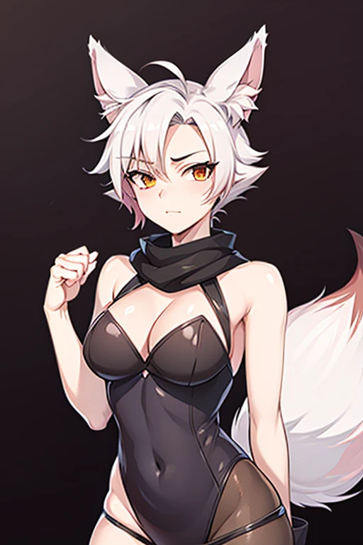 Fox-tailed zorro waifu, pirate clothing , HD, pelo blanco con rosa, busto grande,