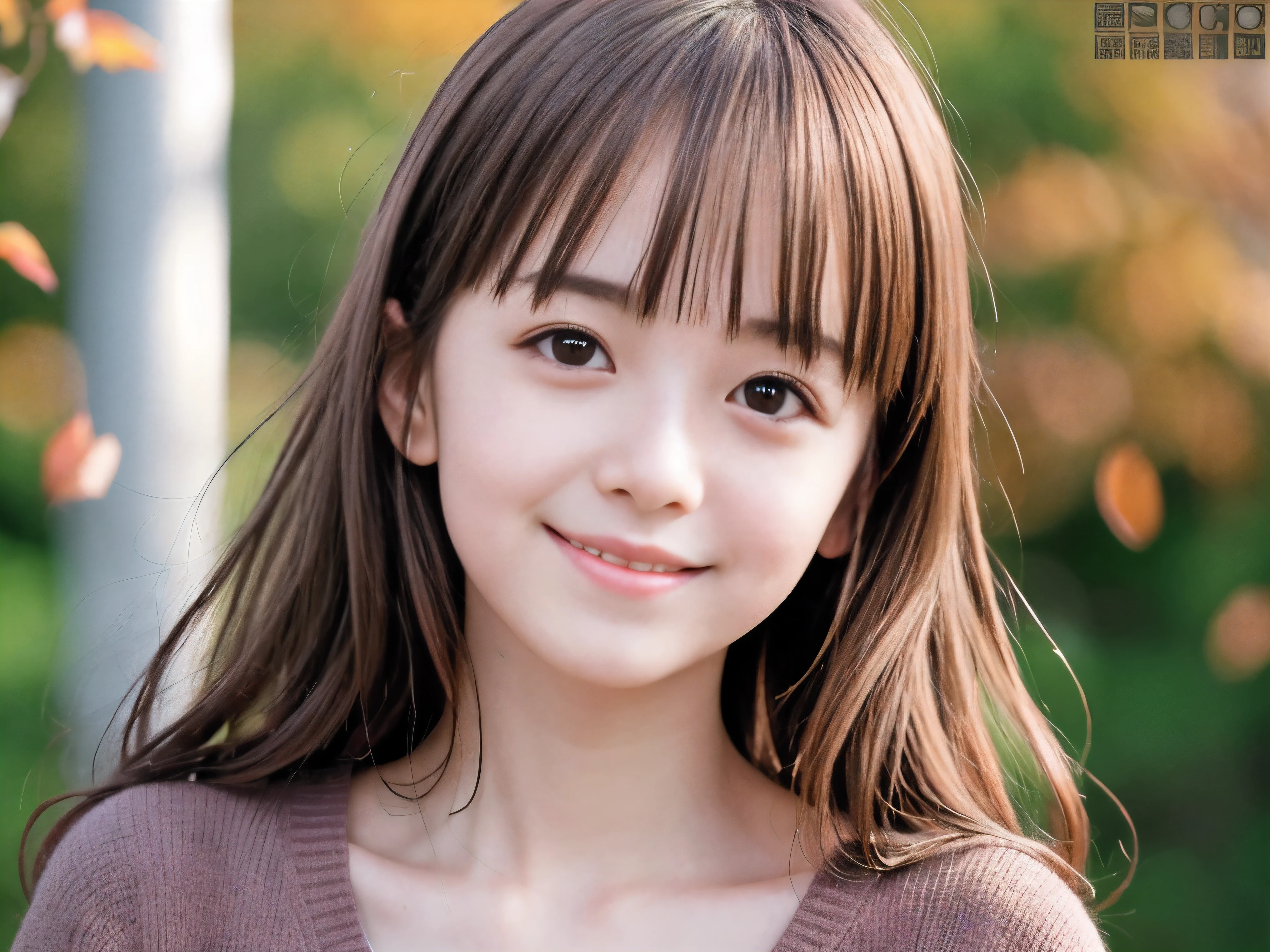 (Close up face shot of one slender small breasts red brown wavy long hair with dull bangs girl in a autumn fashion shirt and sweater and skirt:1.5)、(One girl is dancing with happy smile on the dart road near the lake and big waterfall in Japan:1.5)、(Beautiful autumn red leaves landscape:1.5)、(Natural light:1.5)、(8k ultra detailed master piece:1.5)、(perfect anatomy:1.5)、(Photorealistic stick:1.5)、(Raw photo:1.3)、(highest quality:1.5)、(High resolution:1.3)、(Delicate and beautiful perfect face:1.3)、(Delicate and beautiful eye air skin:1.3)、(Real Human Skin:1.3)、((thin legs))