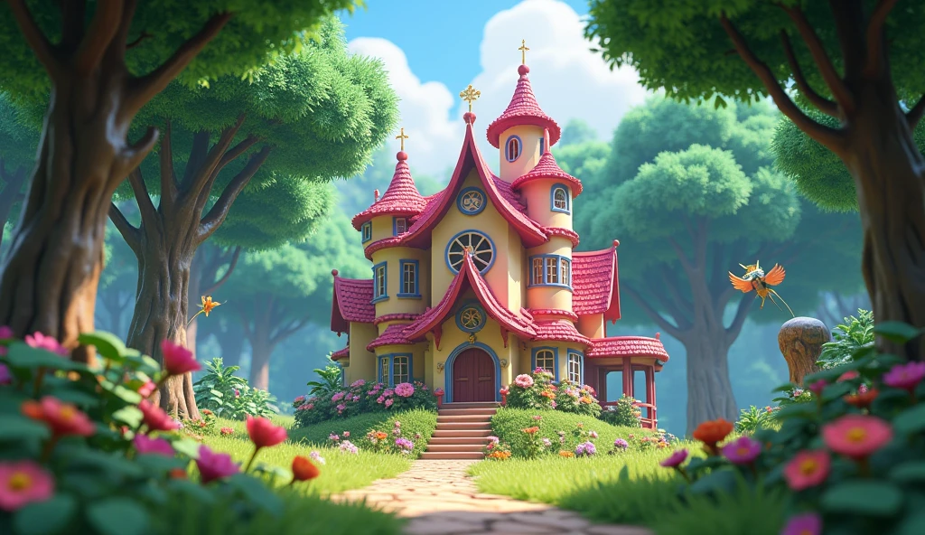In 3D animation.How does Rani Pari's school contribute to the harmony of the magical forest?