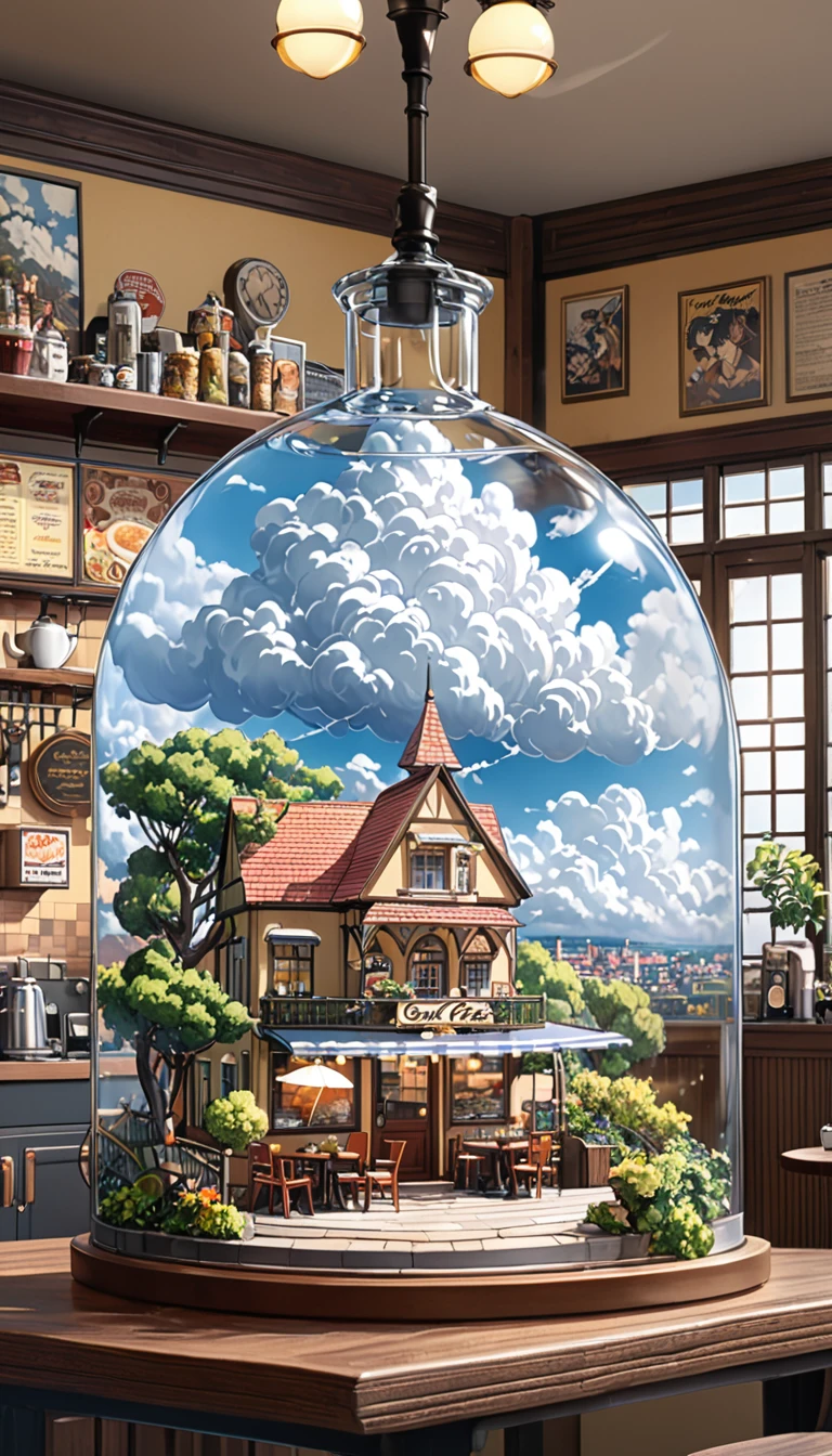 ((anime: 1.4, figure)), (masterpiece, Highest quality, Highest quality), (Very detailed, The absolute solution), ((16K, High resolution)) (anime Style), (masterpiece, Highest quality, Highest quality), (Very detailed, The absolute solution), Cumulonimbus、Old vintage style cafe