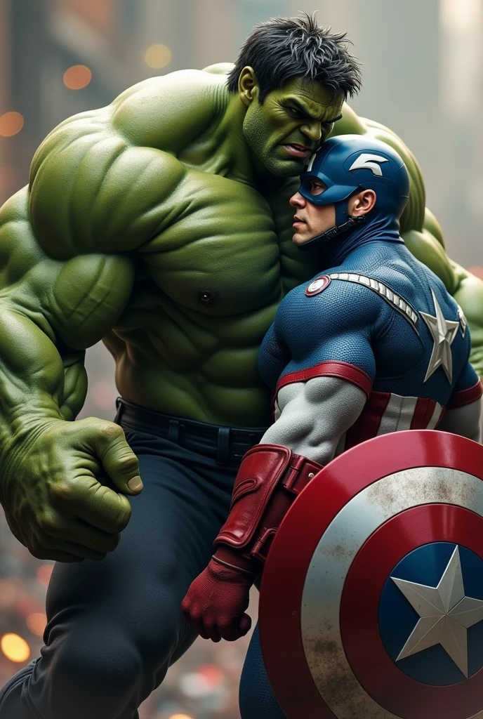 Hulk penetrating Captain America with his powerful and thick cock