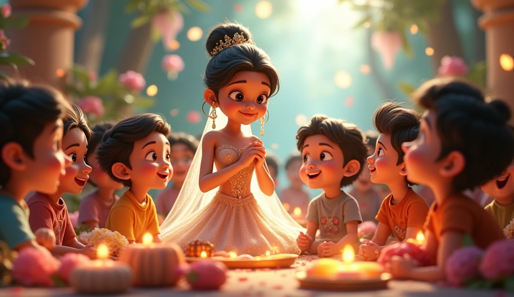 In 3D animation.How do the students express their gratitude to Rani Pari?