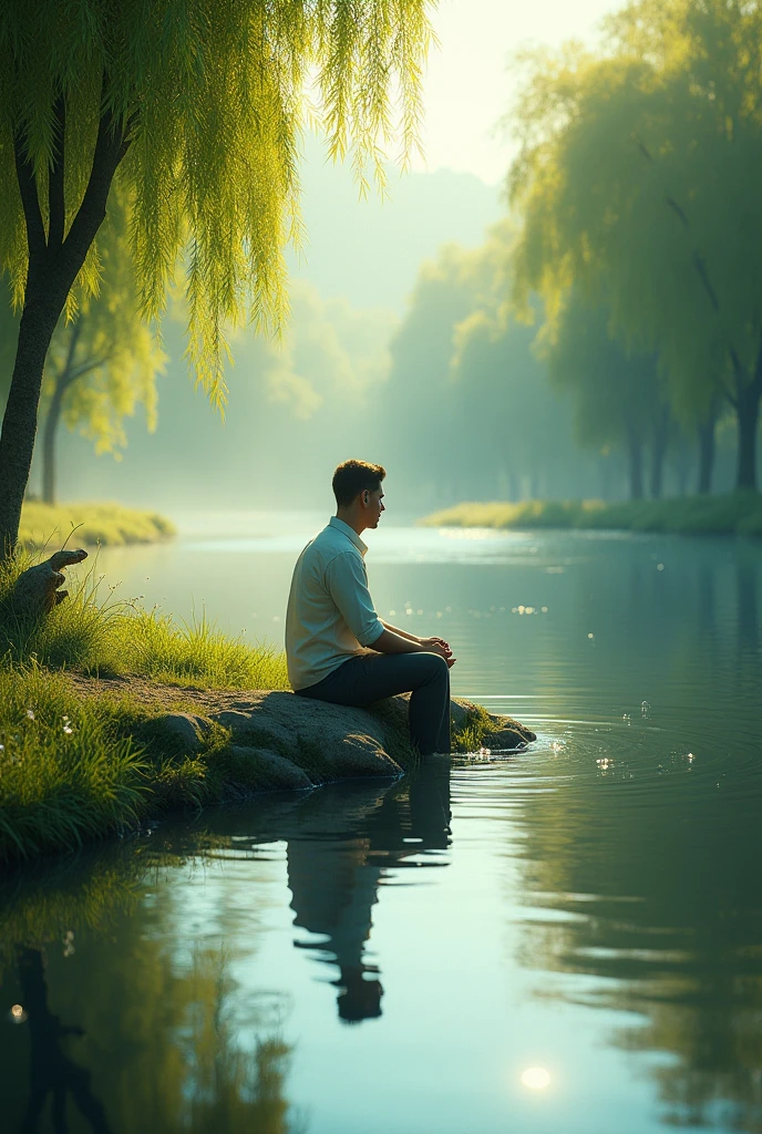 Man resting by the river