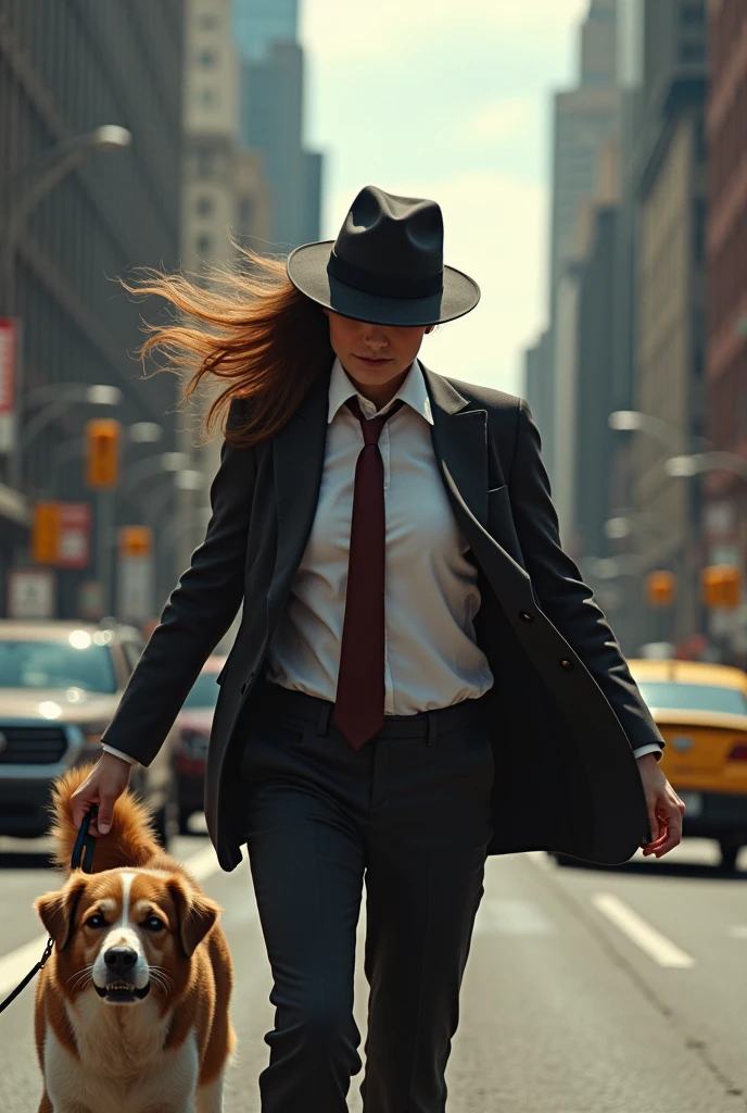 Lawyer in a hat saves woman with a dog