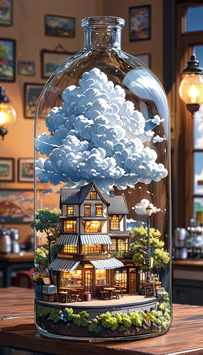 ((anime: 1.4, figure)), (masterpiece, Highest quality, Highest quality), (Very detailed, The absolute solution), ((16K, High resolution)) (anime Style), (masterpiece, Highest quality, Highest quality), (Very detailed, The absolute solution), Cumulonimbus、Old vintage style cafe