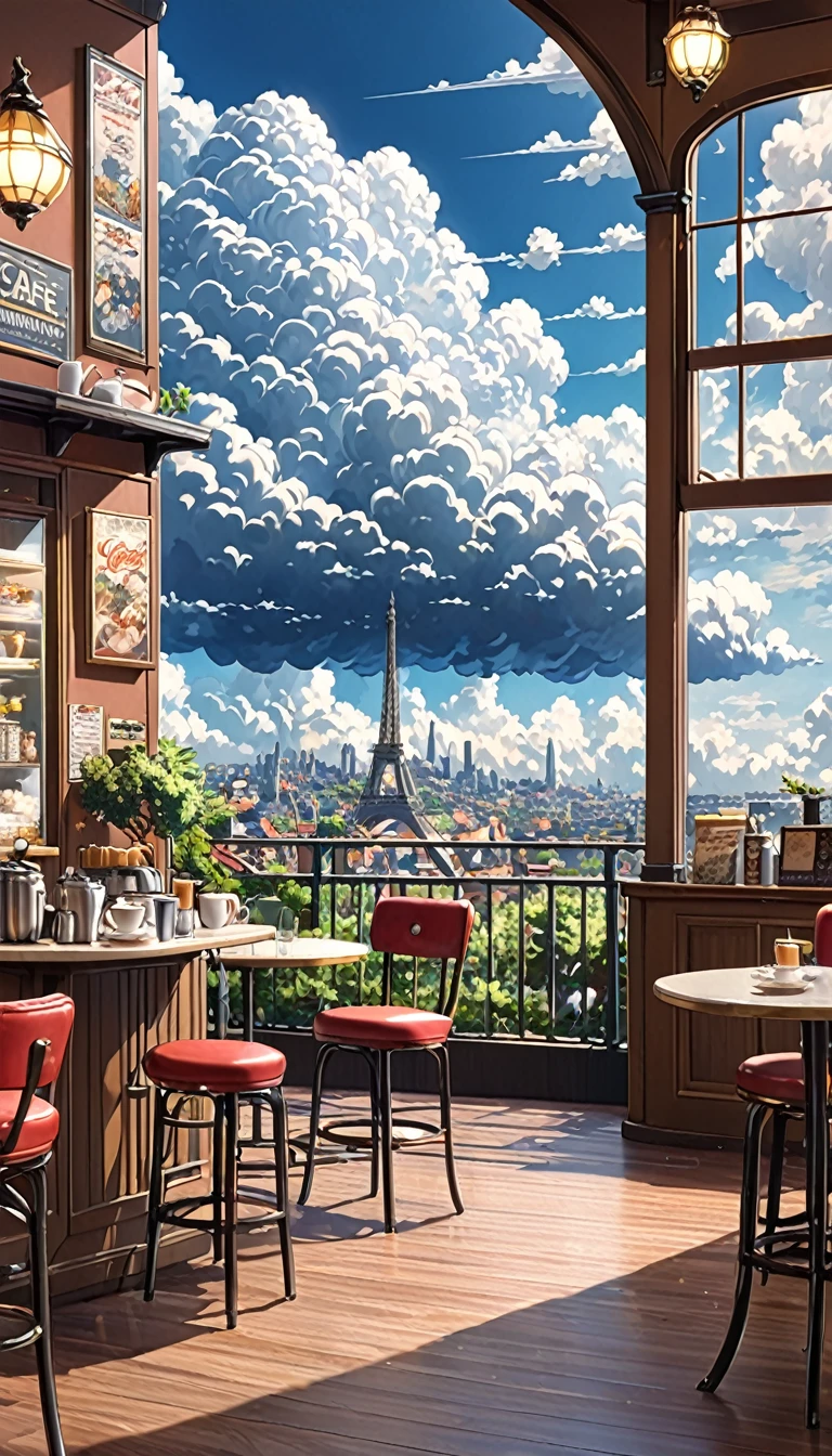 ((anime: 1.4, figure)), (masterpiece, Highest quality, Highest quality), (Very detailed, The absolute solution), ((16K, High resolution)) (anime Style), (masterpiece, Highest quality, Highest quality), (Very detailed, The absolute solution), Cumulonimbus、Old vintage style cafe