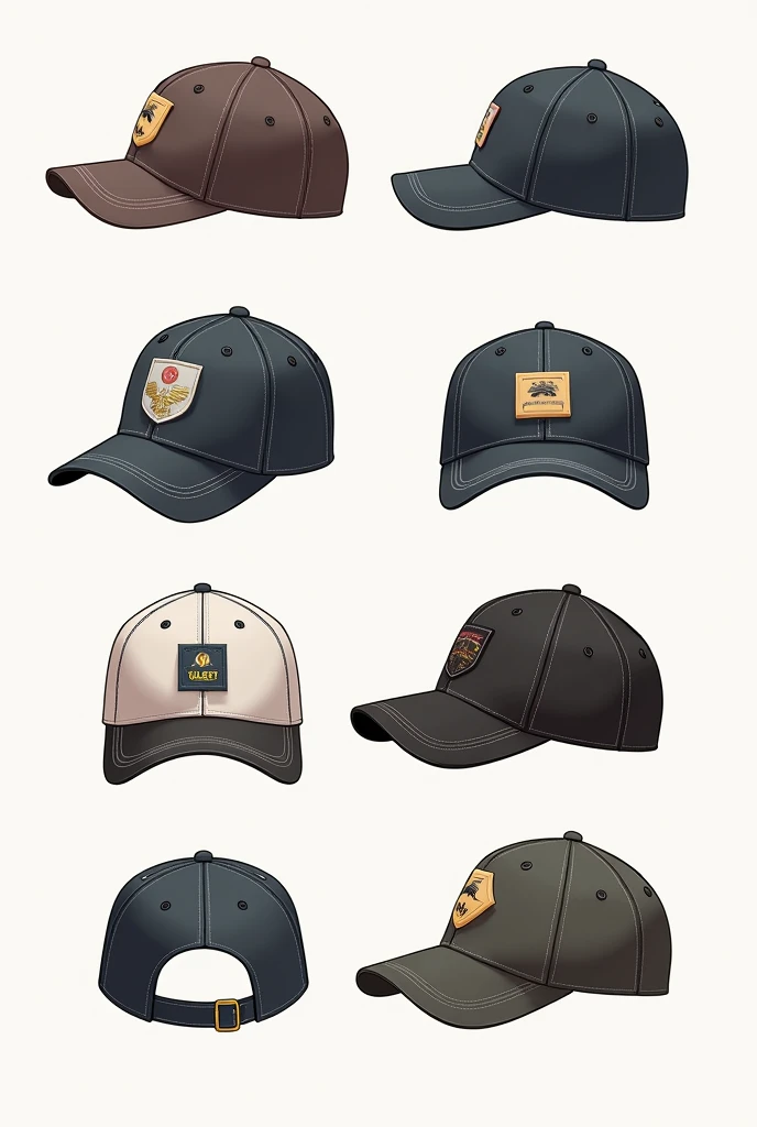 Images of separate caps of different types
