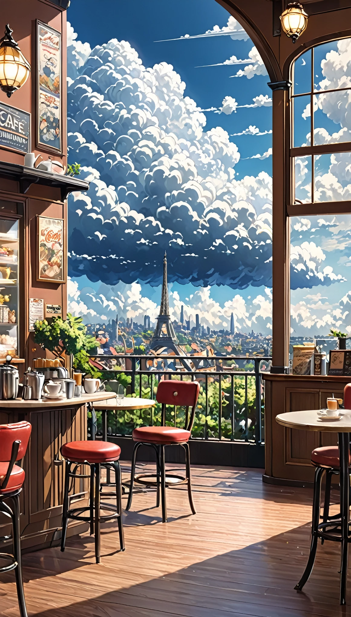 ((anime: 1.4, figure)), (masterpiece, Highest quality, Highest quality), (Very detailed, The absolute solution), ((16K, High resolution)) (anime Style),  (masterpiece, Highest quality, Highest quality), (Very detailed, The absolute solution), Cumulonimbus、Old vintage style cafe