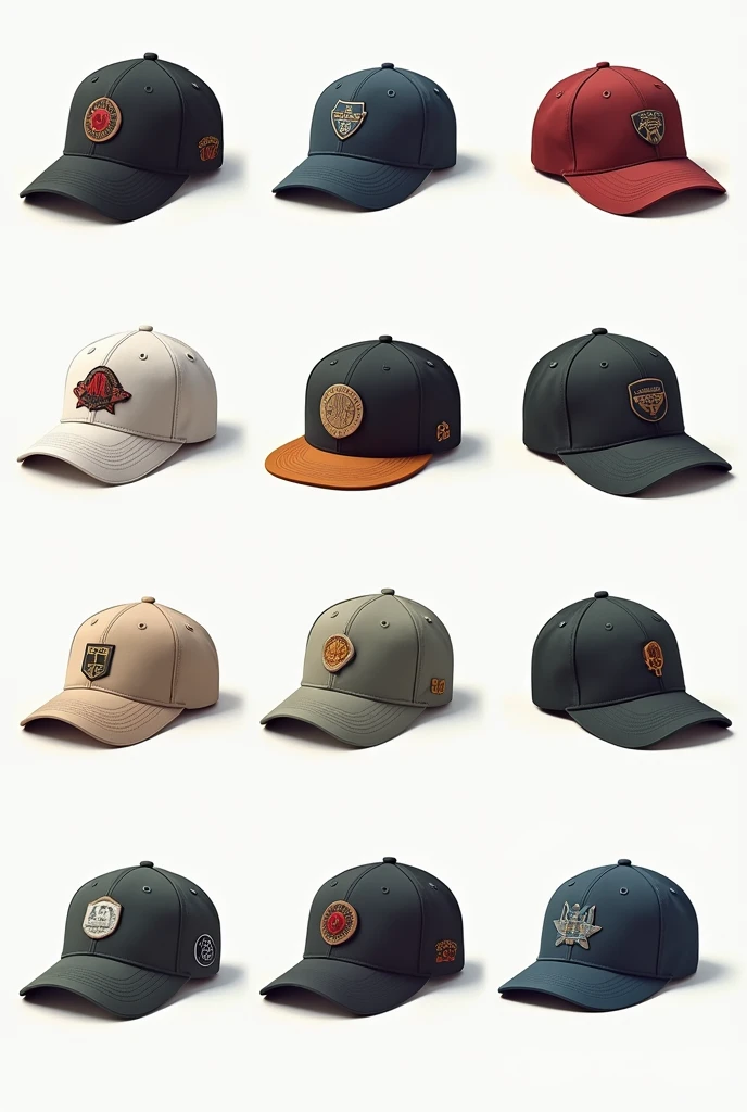 Images of separate caps of different types