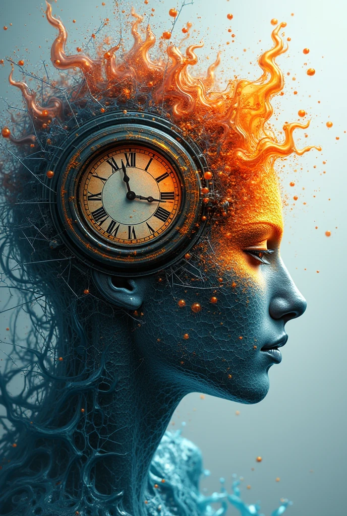 the entire image shows shattered cracked glass, fusion of (cyber, diesel, clock, steam) punk and (water, fire, earth, wind) punk, conceptual installation art, 2.5D, delicate and dynamic, artistic, hyper, graphic CG digital art