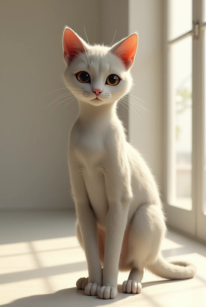 A cat standing on two legs