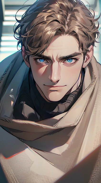 (best quality,4k,8k,highres,masterpiece:1.2),ultra-detailed,(realistic,photorealistic,photo-realistic:1.37),1 man,3,mature man,very handsome,without expression,smile,short grey brown hair,blue eyes,penetrating gaze,perfect face without errors,imposing posture,businessman,office background,cinematic lighting,hdr image
