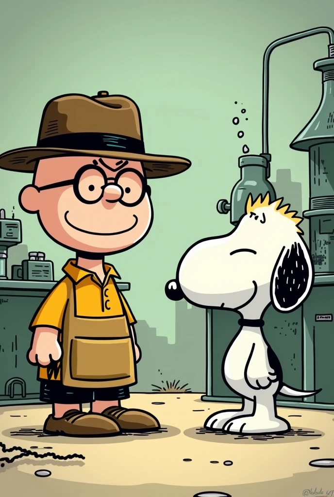 Imagine a Peanuts-style drawing, with simple and expressive characters. Combinando la escencia de la serie breaking bad.
- *Charlie Brown como Walter White:** You could draw Charlie Brown with a hat and glasses similar to Walter White's., maybe with a lab apron.
- **Snoopy como Jesse Pinkman:** Snoopy could be dressed in Jesse's signature clothes, with a slightly rebellious attitude.
Remember, crea a Snoopy como Jesse y a Charlie como Walter White
- **Laboratory scenario: Peanuts-style meth lab, with simplified machinery and a background that evokes the aesthetics of the series but with a touch .
This would combine the simple and charming style of Peanuts with the iconic elements of *breaking bad*.