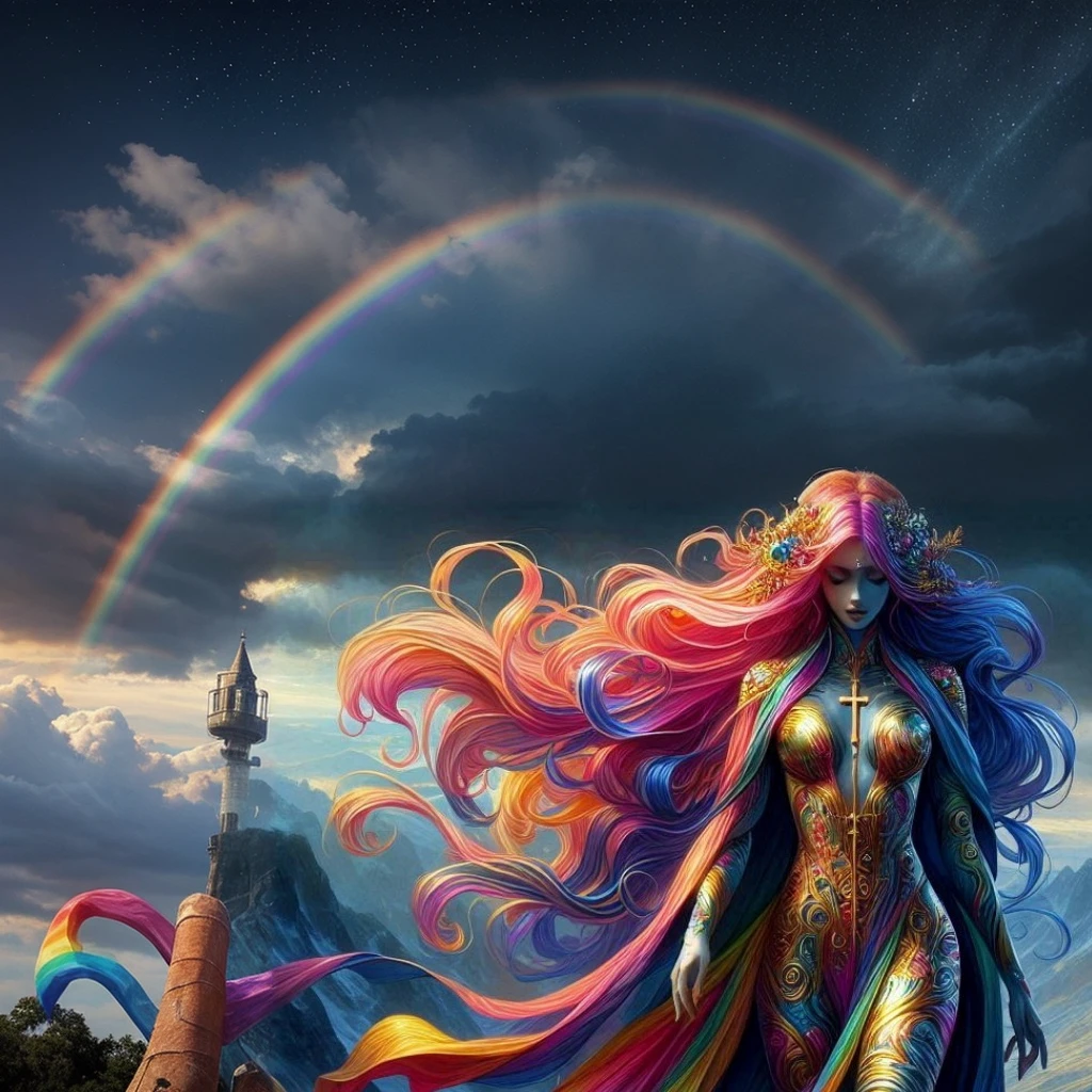 Big COLORFUL RAINBOW AT THE SKY