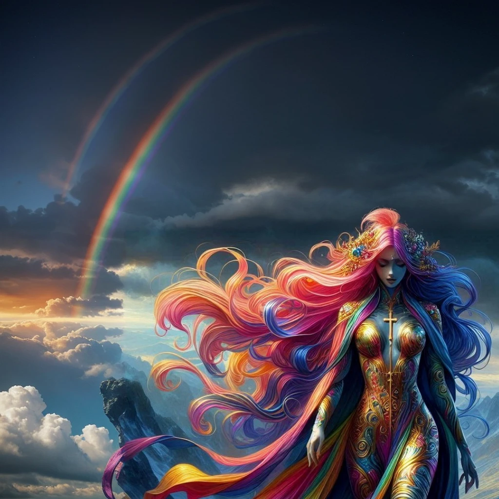 Big COLORFUL RAINBOW AT THE SKY