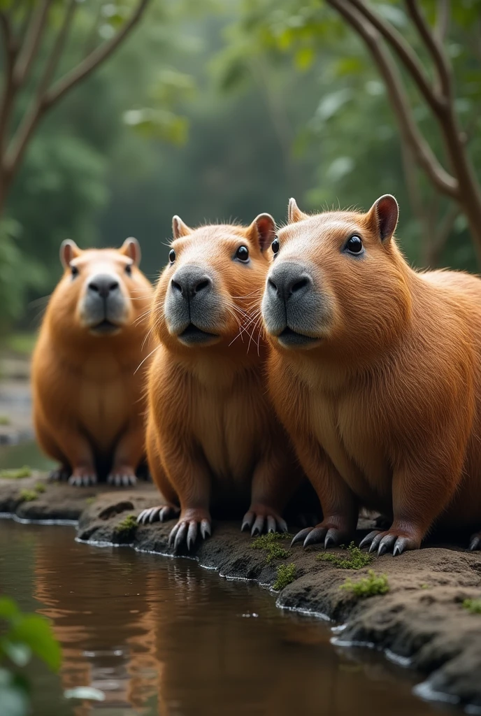 Royal capybaras in a row