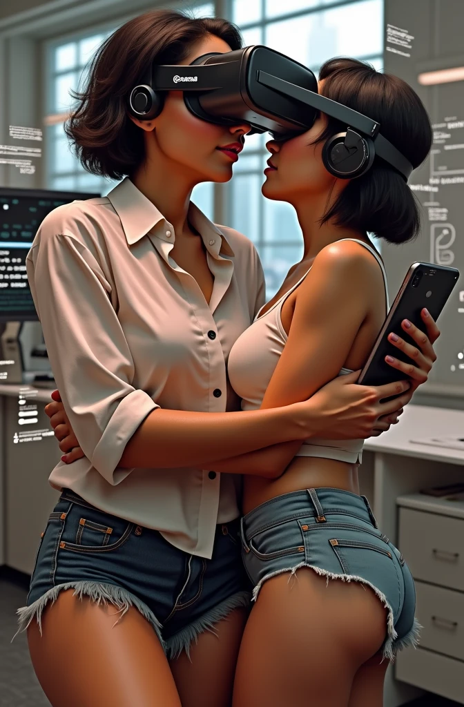 evil social maffia, top modern bureau with tall huge windows, NSFW Tinder photo of lawyer (1girl) with black Gabana sunglasses, deep neckline opened silk blouse, extrem light from lamp, dark room, professional photo and light devices around the room